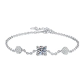 S925 sterling silver heart bracelet with a brilliant round moissanite center stone - 925 Silver / Silver High Carbon Stone