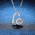 Elegante collana in argento sterling S925 con ciondolo a cuore in moissanite lucida - Oro Bianco