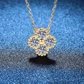 Collar de trébol de cuatro hojas en plata S925 oro rosa con moissanita brillante - Plata 925 / Moissanita de 1,2ct (Color Oro de 14k)