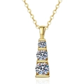 Vertical 925 sterling silver necklace with three graduated D-color Moissanite stones - 0.9ct Moissanite / 925 Silver / 14K Gold