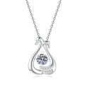 925 Sterling Silver necklace featuring double swan pendant with dancing moissanite center - 925 Silver / 6.5mm High Carbon Stone