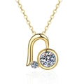 Collana in argento S925 dorato con ciondolo a cuore e pietra preziosa in moissanite - Oro