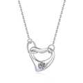 Collana in argento sterling S925 moissanite con pendenti a doppio cuore intrecciati - Moissanite 0.3ct Con Certificato (XL287)