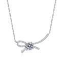 925 sterling silver bow pendant necklace with brilliant moissanite stone on white background - High Carbon Zirconia Style (XL288) / 925 Silver