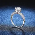 Anello in argento sterling 925 con moissanite da 3 carati e fascia intrecciata ad ali - US 9 / Pietra ad Alto Contenuto di Carbonio da 8mm