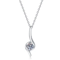 Elegant S925 sterling silver S-curve pendant necklace featuring a round moissanite stone - 1 Carat Moissanite (Silver)