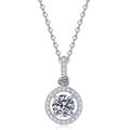 Elegant 1 carat D color moissanite halo pendant necklace in 925 sterling silver - 925 Silver / White Rhinestone (6.5mm High Carbon Stone)