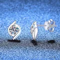 Orecchini a lobo in Moissanite da 1 carato e argento S925 con pietre a taglio rotondo - Argento 925 / Moissanite (Colore Platino)