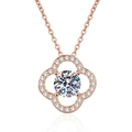 Collana quadrifoglio in argento S925 oro rosa con pietra moissanite da 1 carato - Argento 925 / Oro Rosa (Pietra ad Alto Contenuto di Carbonio)