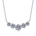 S925 sterling silver necklace with five graduated Moissanite stones in a smile curve - Simulated Diamond / Silver Style