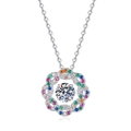 S925 sterling silver necklace featuring a dancing moissanite pendant with colorful stones - 925 Silver / 6.5mm High Carbon Stone