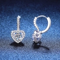 Orecchini a cuore in argento S925 con pietre di moissanite da 1 carato rotonde - Argento 925 / Pietra ad alto contenuto di carbonio da 5mm