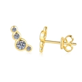 Minimalist S925 sterling silver stud earrings with gradient moissanite stones in gold finish - 32 Points Four Stone Curved Style / Gold (14k Gold Color)
