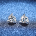 Orecchini a perno in argento 925 moissanite con elegante design a petalo rotante - Argento 925 / Argento (6mm Pietra ad Alto Tenore di Carbonio)