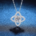 925 sterling silver necklace with a 1-carat moissanite star lotus pendant on blue background - 925 Silver / White (Zirconia)