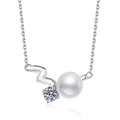 Collana in argento S925 con perla d'acqua dolce e ciondolo a stella in moissanite - Stile Moissanite 30pt / Argento 925