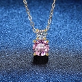S925 silver necklace with pink moissanite pendant on elegant blue glitter background - 925 Silver / 1.3ct Pink Moissanite