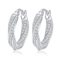 Orecchini a cerchio Mobius in argento sterling S925 con moissanite e pavé di diamanti - Argento 925 / Moissanite da 1.3ct