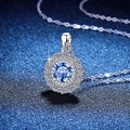 S925 silver necklace featuring a 1ct blue moissanite with double halo sunflower pendant - 925 Silver / Klein Blue Moissanite 1ct