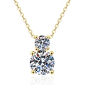 Minimalist S925 sterling silver necklace with double round moissanite pendant in gold - 925 Silver / 1.3ct D Color White Moissanite