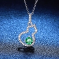 Collana in argento S925 con ciondolo a forma di zucca e pietra centrale color smeraldo - Argento 925 / Stile Pietra ad Alto Contenuto di Carbonio Verde