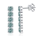 Eleganti orecchini in argento S925 con cinque pietre di moissanite blu chiaro - Blu-Verde Maldive