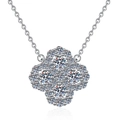 S925 sterling silver necklace with 1.2 carat clover-shaped moissanite pendant on white background - 925 Silver / White High Carbon Stone
