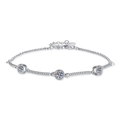 Elegant S925 sterling silver rope bubble bracelet with three D color moissanite stones - 925 Silver / 1.5 Carat Moissanite with Certificate (S042)