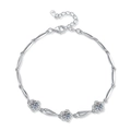 Elegant 925 sterling silver bracelet with plum blossom charms and moissanite stones - High Carbon Stone