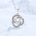 Elegante collana in argento S925 con moissanite e ciondolo rotondo con perla d'acqua dolce - Perla d'Acqua Dolce con Moissanite / Argento 925