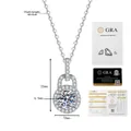 Detail of 1ct D-color moissanite halo necklace with S925 silver chain and GRA certificate - 925 Silver / 1 Carat Moissanite (With Certificate)