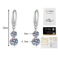 Detailed view of 28mm moissanite earrings with 5mm and 6.5mm stones and GRA certificate - 925 Silver / Silver (3 Carat Moissanite)