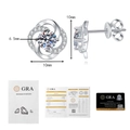 Detail of 1ct Moissanite clover studs with GRA certificate and dimensions - 0.5ct+0.5ct Moissanite Style / 925 Silver
