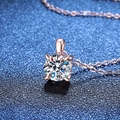 S925 Silberhalskette mit 1 Karat Moissanit-Anhänger in Roségold-Vierer-Krappenfassung - Strass (6.5mm) / Roségold