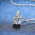 Classic S925 silver necklace with 1-carat moissanite pendant in golden finish - 6.5mm High Carbon Stone / 925 Silver 14k Gold