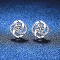 S925 sterling silver four-leaf clover moissanite stud earrings with sparkling center stone - 5.0mm High Carbon Stone Style / 925 Silver