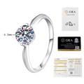 Detailed view of s925 silver 1ct moissanite ring with official GRA certificate and card - US 9 / Silver (1 Carat Moissanite)