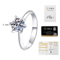 Details des 1ct Moissanit-Rings mit GRA-Zertifikat, D Farbe VVS1, 925 Silberring - US 4 / Moissanit-Set