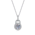 Elegante collar de plata S925 con colgante de candado de moissanita de 1ct en color D - Plata 925 / Piedra de alto carbono de 6.5mm
