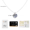Collana moissanite in argento 925 con pietra 6,5mm, catena 40+5cm e certificato GRA - Argento 925 / 1 Carato di Moissanite