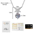Vue macro du collier moissanite en argent S925 avec détails du certificat GRA - Argent 925 / 1 Carat Moissanite
