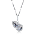 Elegant S925 sterling silver hulu pendant necklace with 2ct Moissanite on white background - 925 Silver / High Carbon Stone