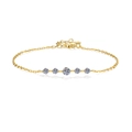 Pulsera ajustable de plata S925 bañada en oro con 5 brillantes piedras de moissanita - Plata 925 / Oro de 18k (Estilo Strass)