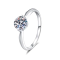 Elegant S925 sterling silver ring with 1 carat moissanite and classic four-prong setting - US 9 / Silver (6.5mm High-carbon Stone)