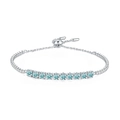 Adjustable S925 sterling silver bracelet with gradient blue moissanite square stones - 925 Silver / 3 Carat Original Lake Green Moissanite