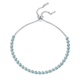 Adjustable S925 sterling silver bracelet with gradient light blue moissanite stones - 925 Silver / 3.2 Carat Moissanite / Lake Green