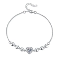 S925 sterling silver heart bracelet featuring a central 1ct moissanite stone - 925 Silver / 1 Carat Moissanite