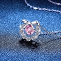 925 silver necklace with 1-carat pink moissanite pendant and bowknot detail - Pink Moissanite