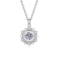 Sparkling S925 silver snowflake necklace with a dancing moissanite stone on white background - 925 Silver / 6.5mm Zirconia Style