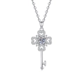 Collar colgante de llave de trébol en plata de ley S925 con brillantes piedras moissanita - Plata 925 / 5mm Diamante de Imitación (XL358)